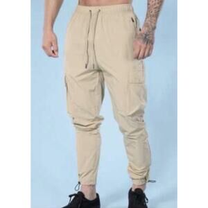 Youngla Travel Cargo Nylon Pants •Men XL• Workout Athlesuire Beige Young LA